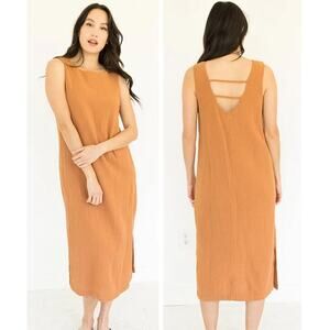 Suunday The Tank Gauze Dress in Meerkat 50"Length 100% Cotton USA Women's Medium